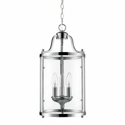Hot Sale β€οΈ Golden Lighting's Payton Chrome Steel And Glass 3-light Pendant π