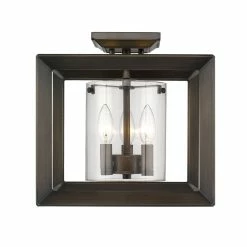 Best reviews of ๐คฉ Golden Lighting's Smyth Semi-Flush Gunmetal Bronze & Clear Glass โจ