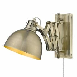 Best deal 🤩 Golden Lighting Hawthorn 1 Light Articulating Wall Sconce Aged Brass & Matte Black ✔️