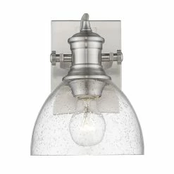 Best reviews of 🎉 Golden Lighting Hines 1 Light Bath Vanity In Pewter With Seeded Glass 😉