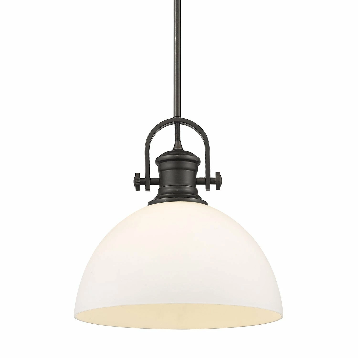 New ๐ Golden Lighting Hines 1 Light Pendant Rubbed Bronze With Opal Shade โญ