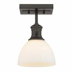 Flash Sale π― Golden Lighting Hines 1 Light Semi-Flush Rubbed Bronze With Seeded Glass π
