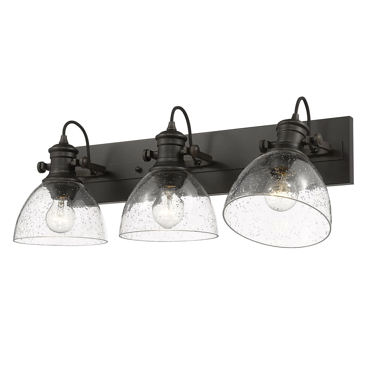 Flash Sale β Golden Lighting Hines 3 Light Bath Vanity Rubbed Bronze With Seeded Shade π 5 Flash Sale β Golden Lighting Hines 3 Light Bath Vanity Rubbed Bronze With Seeded Shade π - Image 3