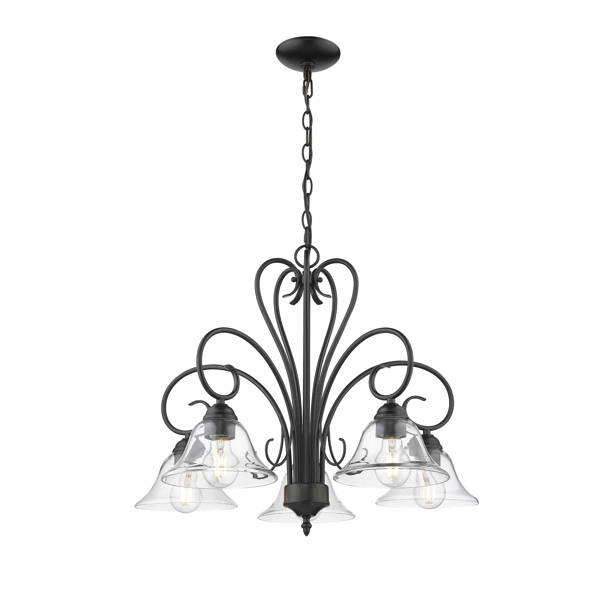 Brand new π Golden Lighting Homestead 5 Light Nook Chandelier Matte Black With Clear Glass π - Image 3