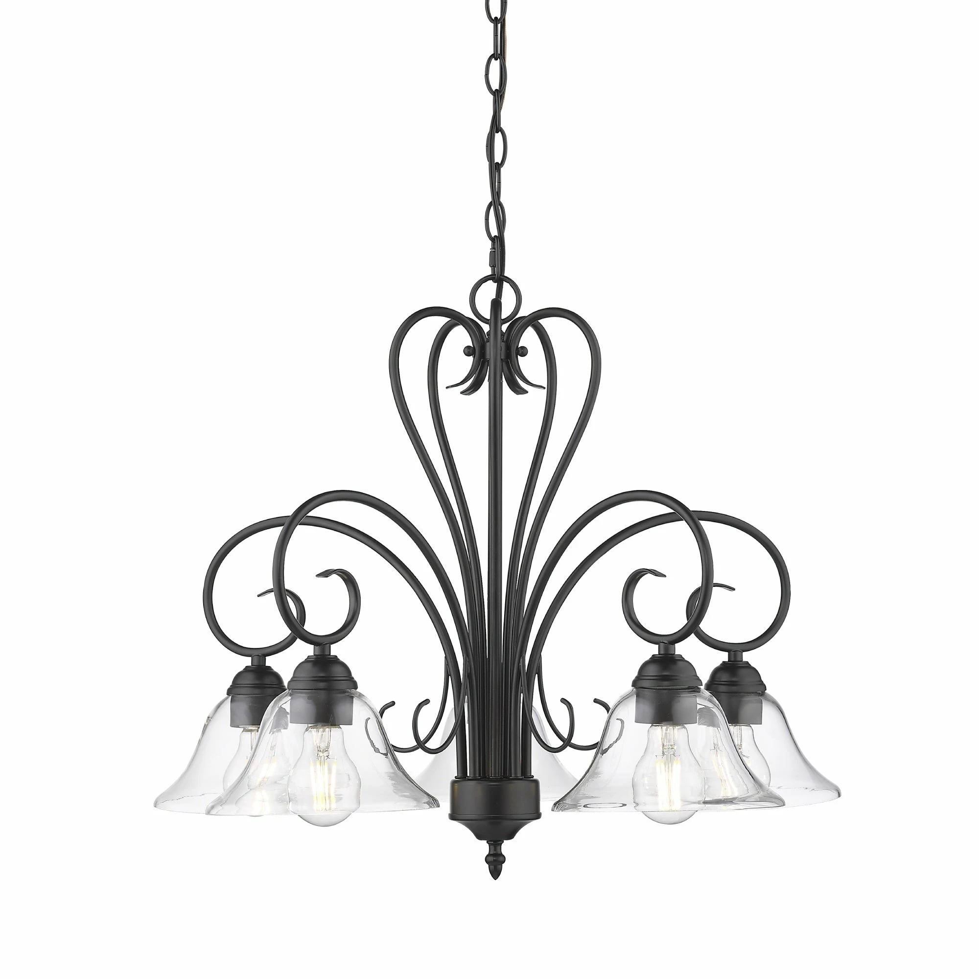 Brand new π Golden Lighting Homestead 5 Light Nook Chandelier Matte Black With Clear Glass π - Image 5