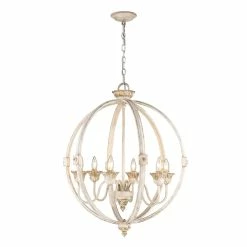 Alternative view of Cheapest 😀 Golden Lighting Jules 6-Light Chandelier In Antique Ivory 🔥