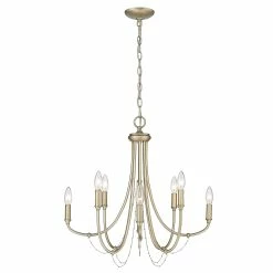 Alternative view of Cheapest ⌛ Golden Lighting Kamila 8 Light Chandelier - White Gold ⌛