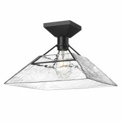 Alternative view of Deals 🔔 Golden Lighting Kepler Semi-Flush - Matte Black With Water Glass ⌛