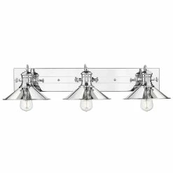 Alternative view of Discount 👍 Golden Lighting Kleine 3 Light Bath Vanity - Chrome With Chrome Shades 🤩