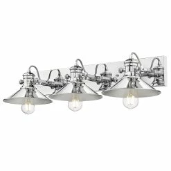 Discount π Golden Lighting Kleine 3 Light Bath Vanity - Chrome With Chrome Shades π€©