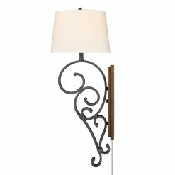 Hot Sale ✨ Golden Lighting Madera Large 1 Light Wall Sconce (Plug-in Or Hardwire) - Black Iron 😍 -Golden Lighting Sales Madera Large 1 Light Wall Sconce 28Plug in or Hardwire29 2