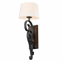 Hot Sale ✨ Golden Lighting Madera Large 1 Light Wall Sconce (Plug-in Or Hardwire) - Black Iron 😍