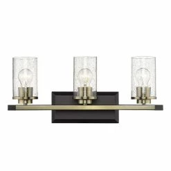Cheap 🥰 Golden Lighting Mercer 3 Light Bath Vanity Matte Black With Black Accent 👏