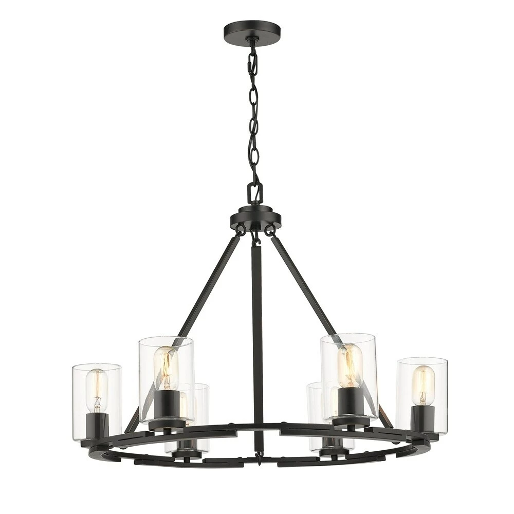 New π Golden Lighting Monroe 6 Light Chandelier In Black With Clear Glass π - Image 2