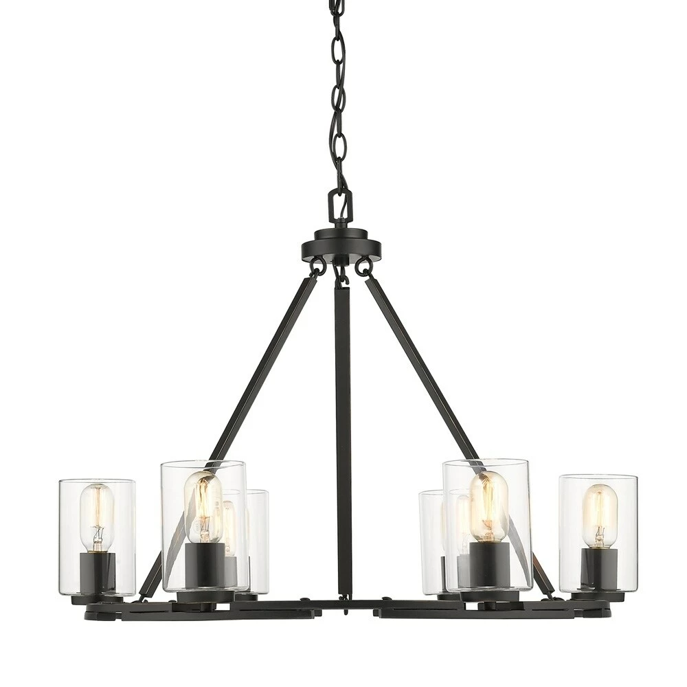 New π Golden Lighting Monroe 6 Light Chandelier In Black With Clear Glass π