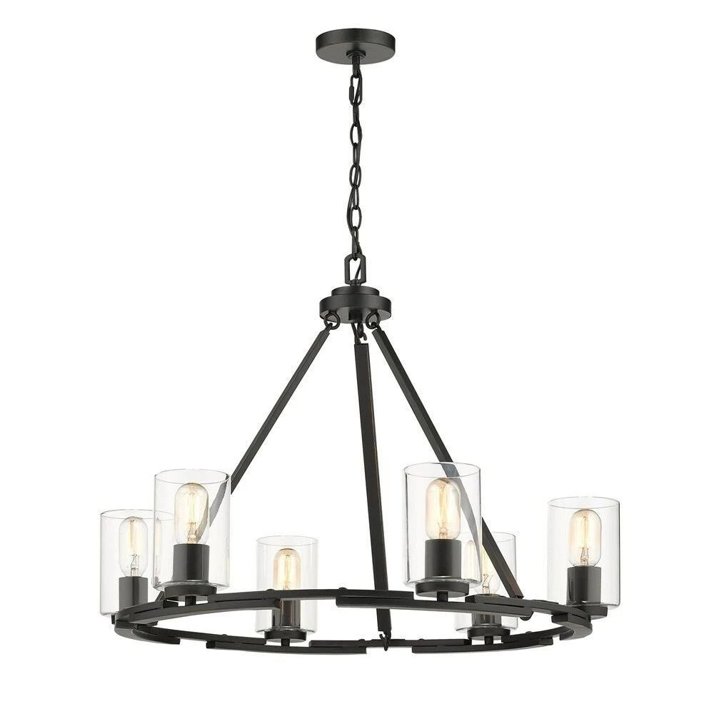 New π Golden Lighting Monroe 6 Light Chandelier In Black With Clear Glass π - Image 3