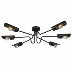 Alternative view of Outlet 🌟 Golden Lighting Newton 6 Light Semi-Flush - Matte Black 👏