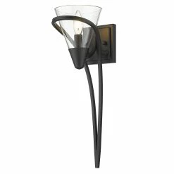 Cheap ❤️ Golden Lighting Olympia 1 Light Wall Sconce - Matte Black With Clear Glass - Matte Black With Clear Glass ⭐ -Golden Lighting Sales Olympia 1 Light Wall Sconce 2