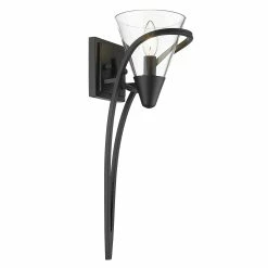 Cheap ❤️ Golden Lighting Olympia 1 Light Wall Sconce - Matte Black With Clear Glass - Matte Black With Clear Glass ⭐ -Golden Lighting Sales Olympia 1 Light Wall Sconce 3