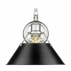 Outlet 🧨 Golden Lighting Orwell CH 1 Light Wall Sconce In Chrome With Black Shade - Chrome With Black Shade 😉