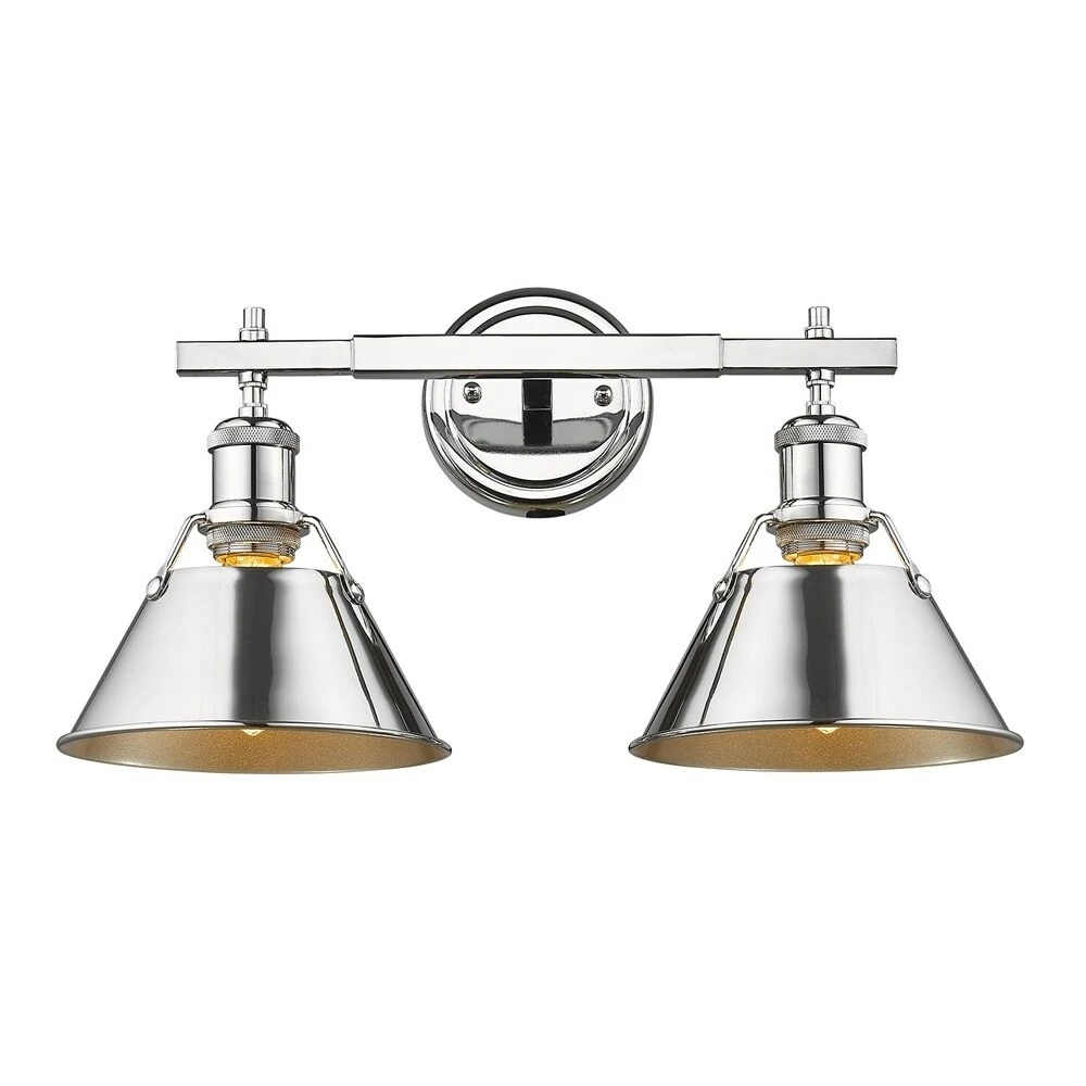 Best Sale π₯ Golden Lighting Orwell CH 2 Light Bath Vanity In Chrome With Chrome Shade π 5 Best Sale π₯ Golden Lighting Orwell CH 2 Light Bath Vanity In Chrome With Chrome Shade π - Image 3