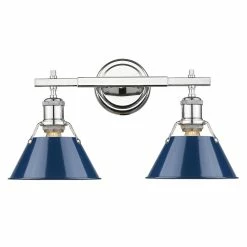 Best reviews of 🤩 Golden Lighting Orwell Chrome And Navy Blue 2-light Bath Vanity 💯