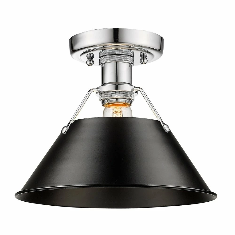 Best Sale π― Golden Lighting Orwell CH Flush Mount In Chrome With Black Shade π 3 Best Sale π― Golden Lighting Orwell CH Flush Mount In Chrome With Black Shade π