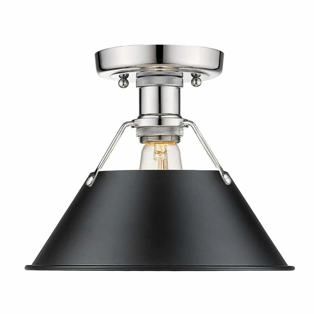 Best Sale π― Golden Lighting Orwell CH Flush Mount In Chrome With Black Shade π 4 Best Sale π― Golden Lighting Orwell CH Flush Mount In Chrome With Black Shade π - Image 2