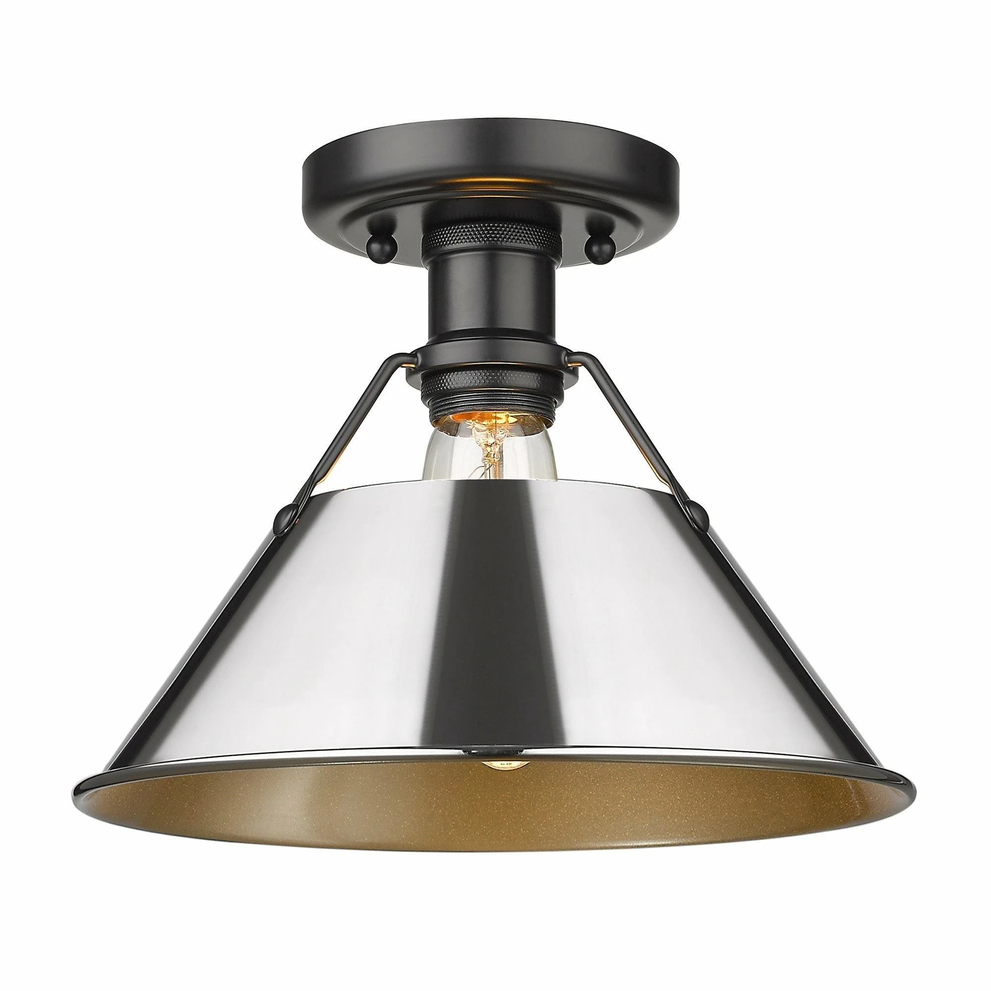 Wholesale βοΈ Golden Lighting Orwell 1-light Industrial Flush Mount Ceiling Light - 10 Dia X 8 H Matte Black With Matte Black Shade π - Image 5