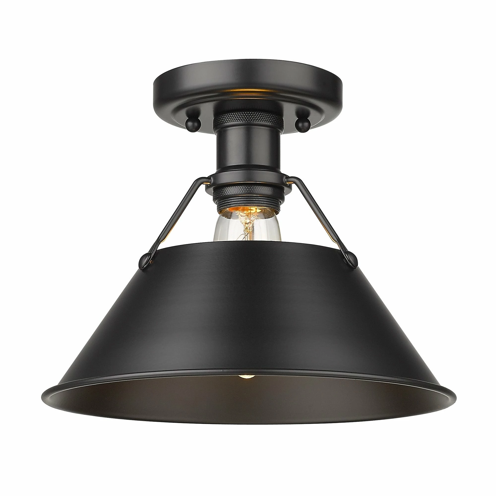 Wholesale βοΈ Golden Lighting Orwell 1-light Industrial Flush Mount Ceiling Light - 10 Dia X 8 H Matte Black With Matte Black Shade π - Image 2