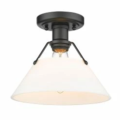 Outlet 👍 Golden Lighting Orwell Flushmount - Matte Black ⌛