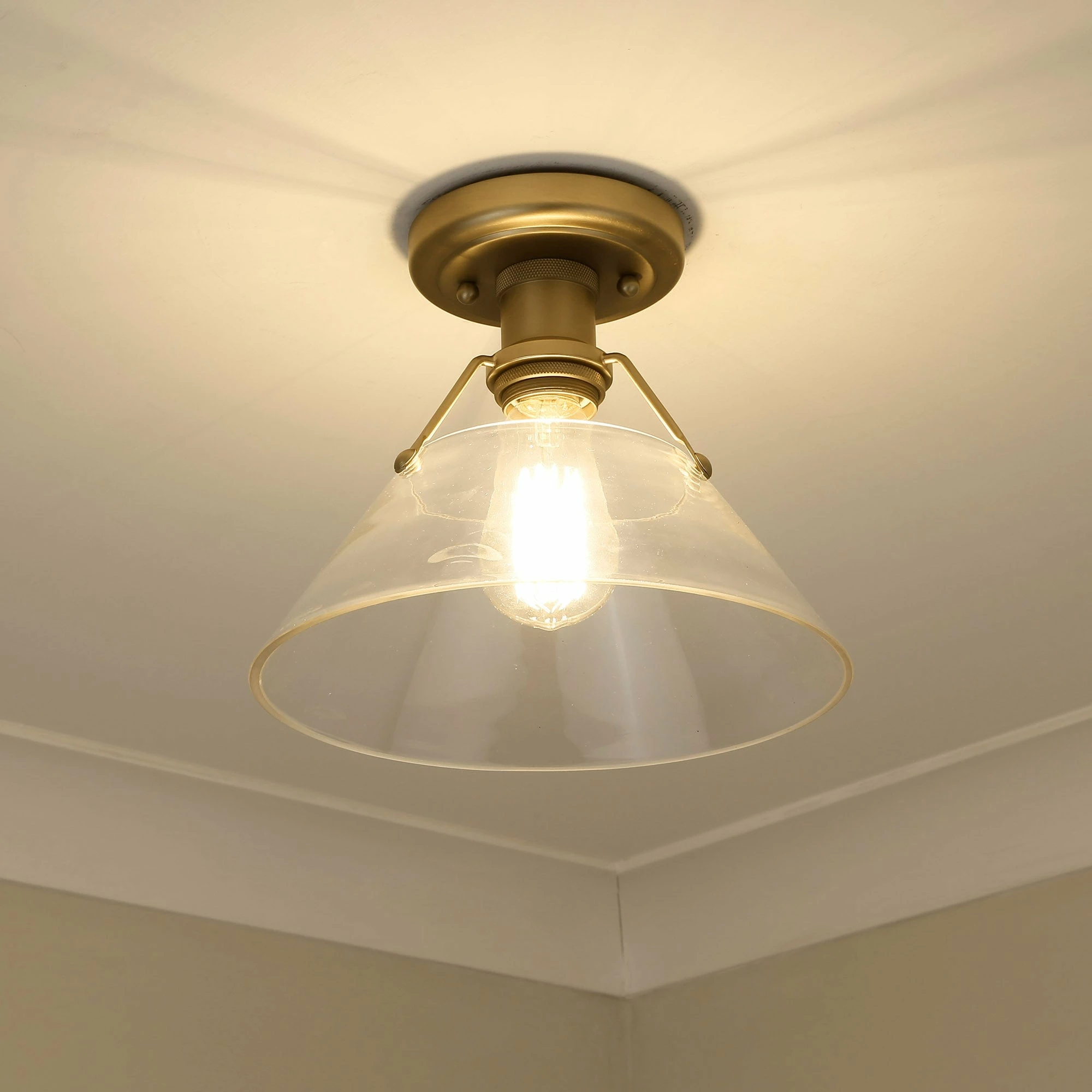 Discount π Golden Lighting Orwell Flushmount Brushed Champagne Bronze With Clear Glass π 5 Discount π Golden Lighting Orwell Flushmount Brushed Champagne Bronze With Clear Glass π - Image 3
