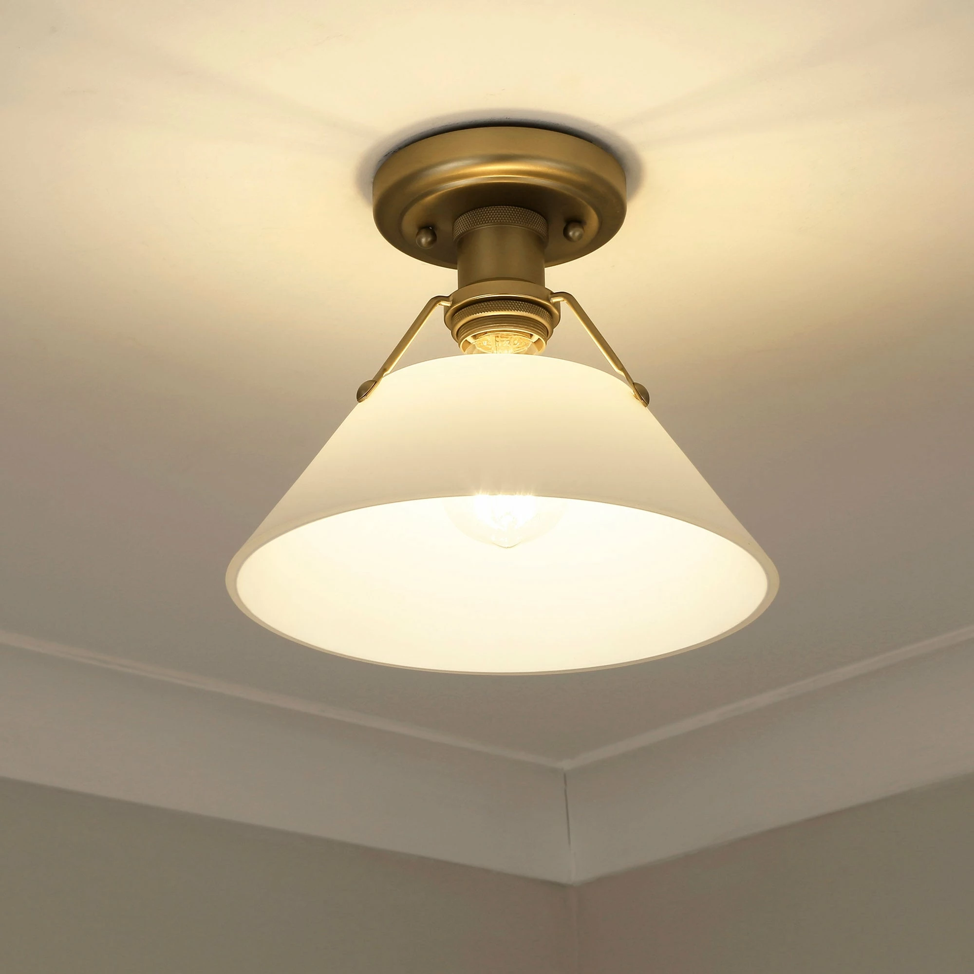 Discount π Golden Lighting Orwell Flushmount Brushed Champagne Bronze With Clear Glass π 9 Discount π Golden Lighting Orwell Flushmount Brushed Champagne Bronze With Clear Glass π - Image 7