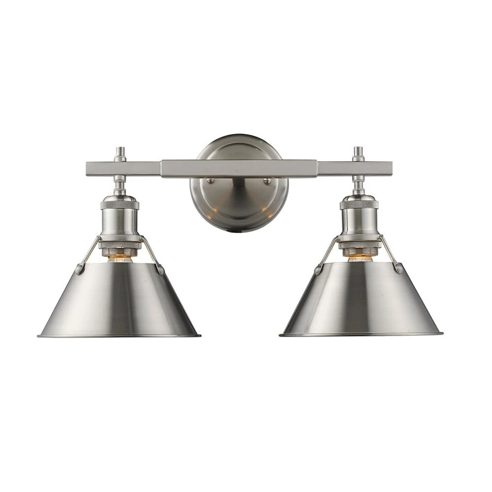 Cheapest β€οΈ Golden Lighting Orwell PW 2-light Bath Vanity In Pewter With Pewter Shade π 3 Cheapest β€οΈ Golden Lighting Orwell PW 2-light Bath Vanity In Pewter With Pewter Shade π