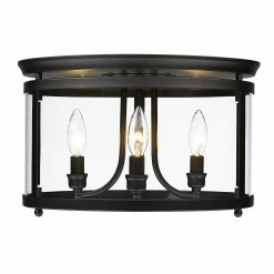 Alternative view of New ✔️ Golden Lighting Payton Flush Mount Matte Black With Clear Glass 🛒