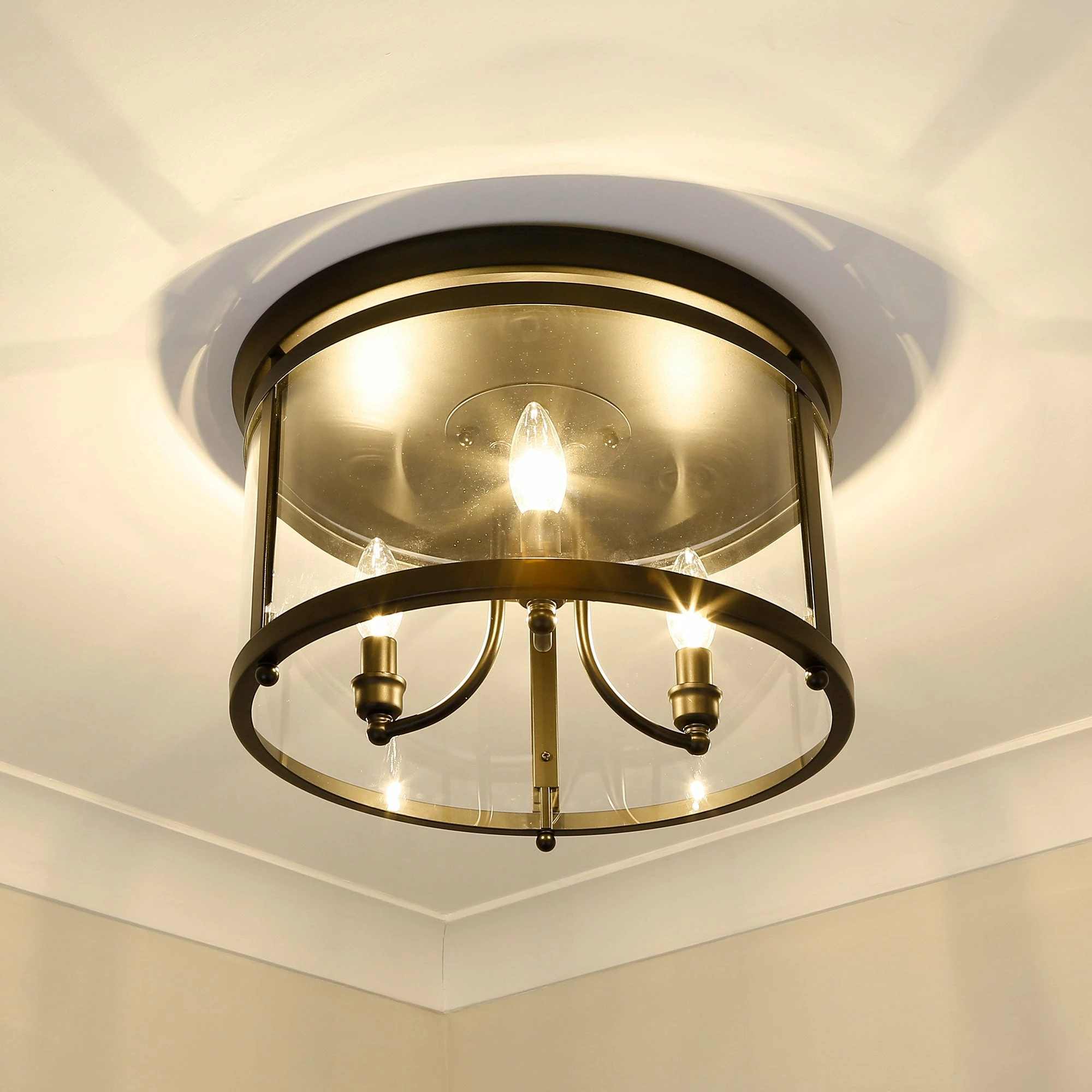 New βοΈ Golden Lighting Payton Flush Mount Matte Black With Clear Glass π 5 New βοΈ Golden Lighting Payton Flush Mount Matte Black With Clear Glass π - Image 3