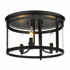 New βοΈ Golden Lighting Payton Flush Mount Matte Black With Clear Glass π