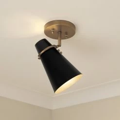 Hot Sale 🎉 Golden Lighting Reeva 1 Light Wall Sconce Modern Brass With Matte Black 🎉 -Golden Lighting Sales Reeva 1 Light Wall Sconce 2