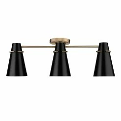 Buy 🎉 Golden Lighting Reeva 3 Light Semi-Flush Modern Brass With Glossy Ecru 🛒