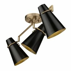 Buy π Golden Lighting Reeva 3 Light Semi-Flush Modern Brass With Glossy Ecru π 13 Buy π Golden Lighting Reeva 3 Light Semi-Flush Modern Brass With Glossy Ecru π -Golden Lighting Sales Reeva 3 Light Semi Flush 3