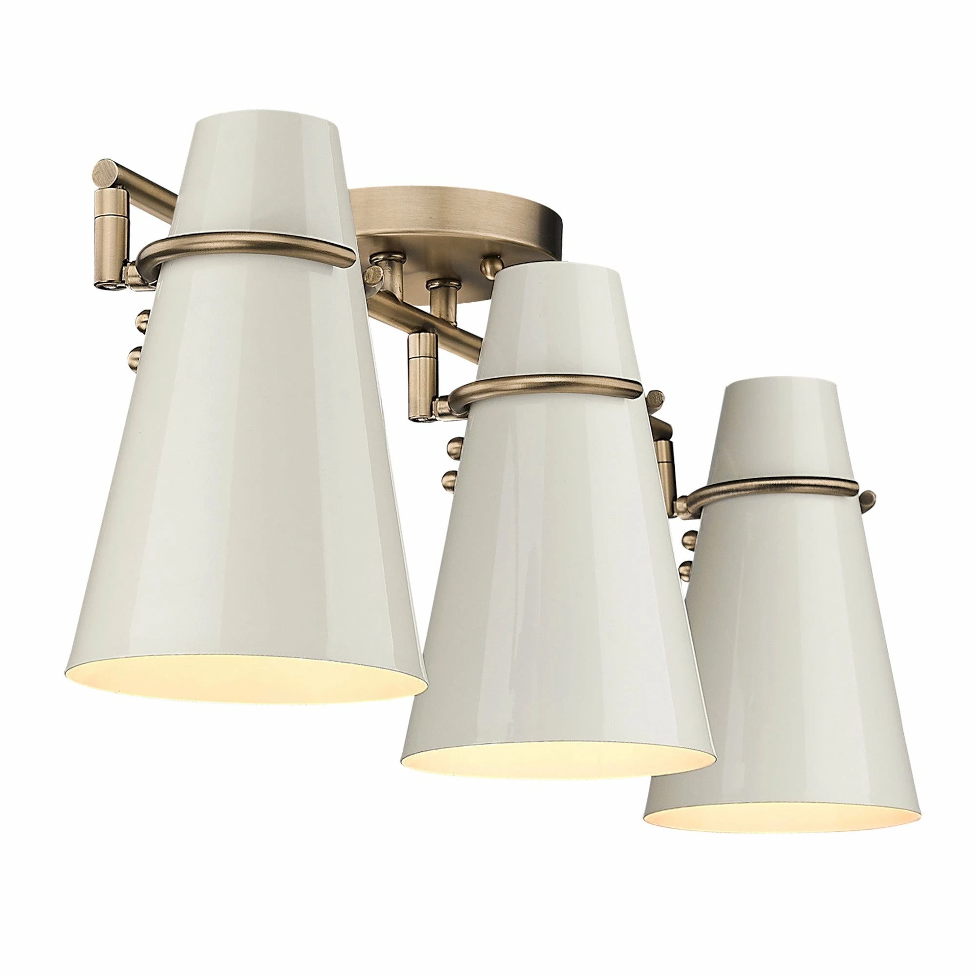 Buy π Golden Lighting Reeva 3 Light Semi-Flush Modern Brass With Glossy Ecru π 10 Buy π Golden Lighting Reeva 3 Light Semi-Flush Modern Brass With Glossy Ecru π - Image 8