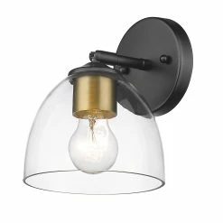 Budget ❤️ Golden Lighting Roxie 1 Light Wall Sconce - Matte Black With Clear Glass 💯