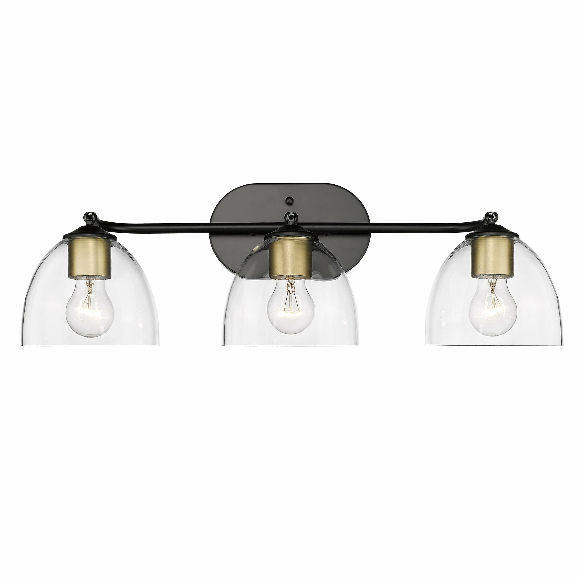 Best reviews of 💯 Golden Lighting Roxie 3 Light Bath Vanity Matte Black And Gold With Clear Glass ⌛ - Image 2