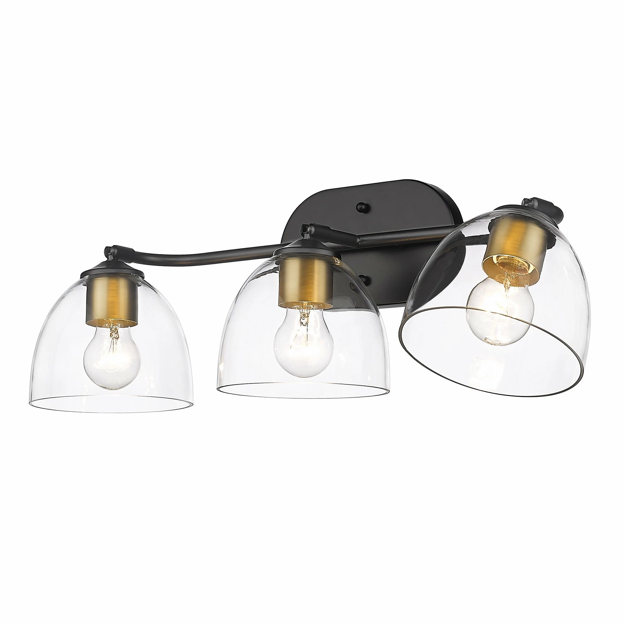Best reviews of 💯 Golden Lighting Roxie 3 Light Bath Vanity Matte Black And Gold With Clear Glass ⌛ - Image 3