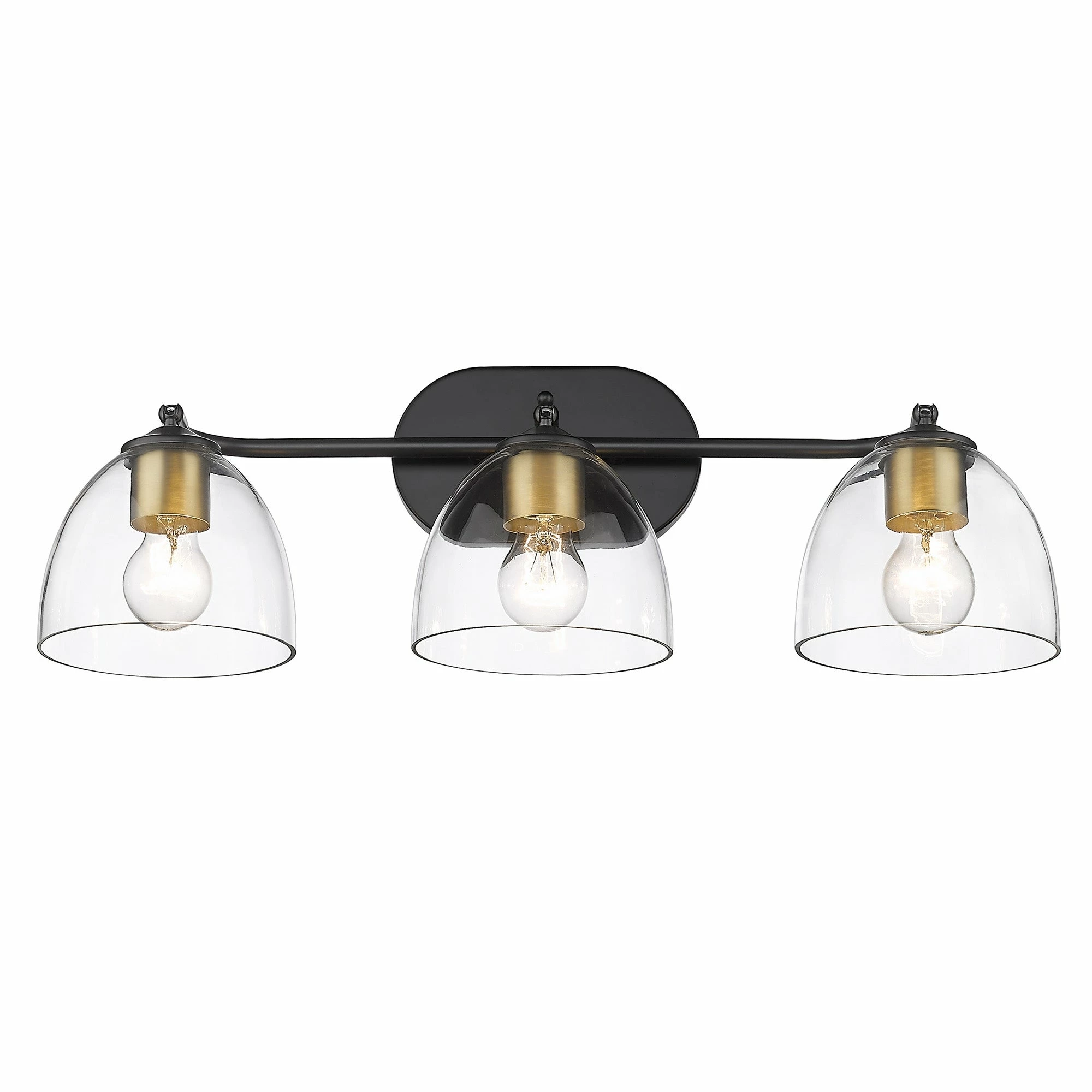 Best reviews of 💯 Golden Lighting Roxie 3 Light Bath Vanity Matte Black And Gold With Clear Glass ⌛ - Image 4