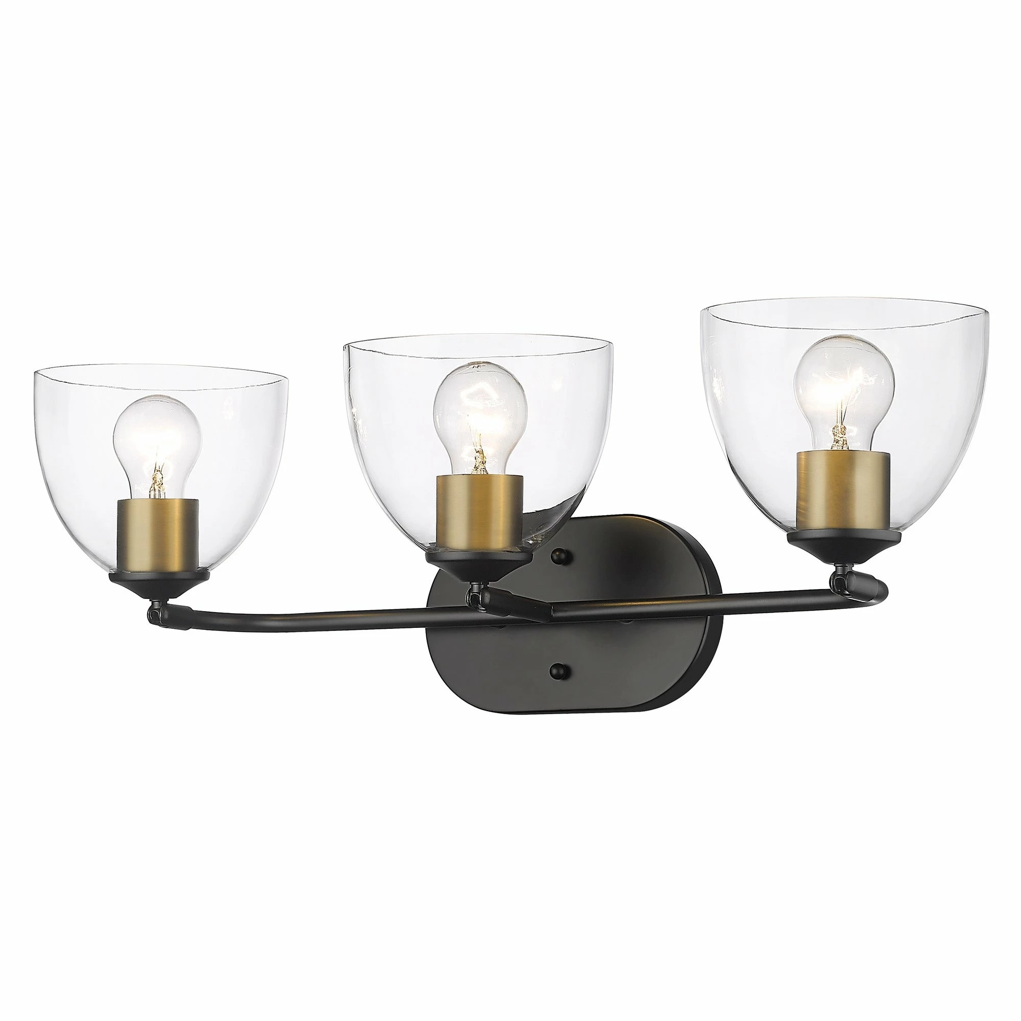 Best reviews of 💯 Golden Lighting Roxie 3 Light Bath Vanity Matte Black And Gold With Clear Glass ⌛