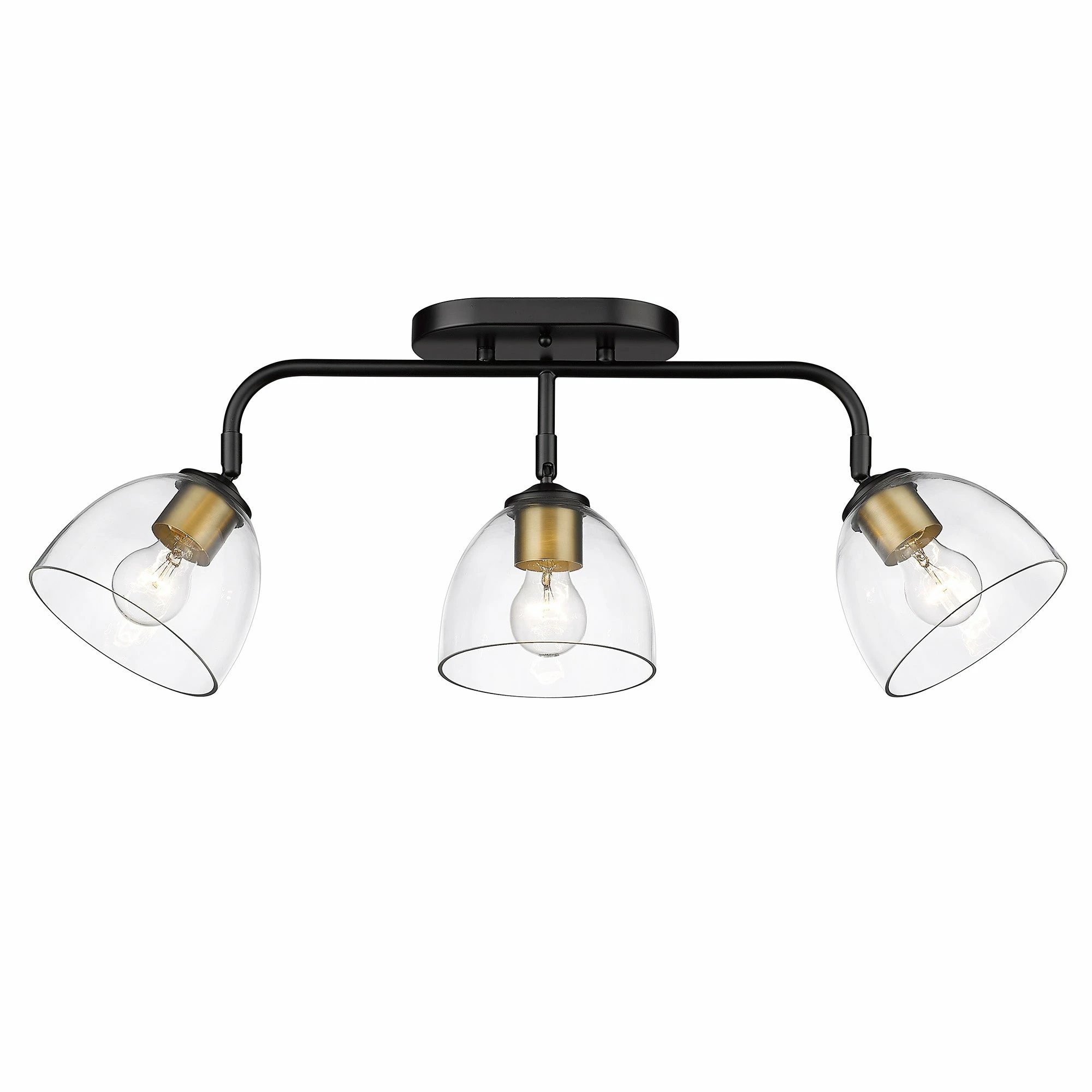 Coupon π Golden Lighting Roxie 3 Light Semi-Flush Matte Black And Bronze With Clear Glass π - Image 2
