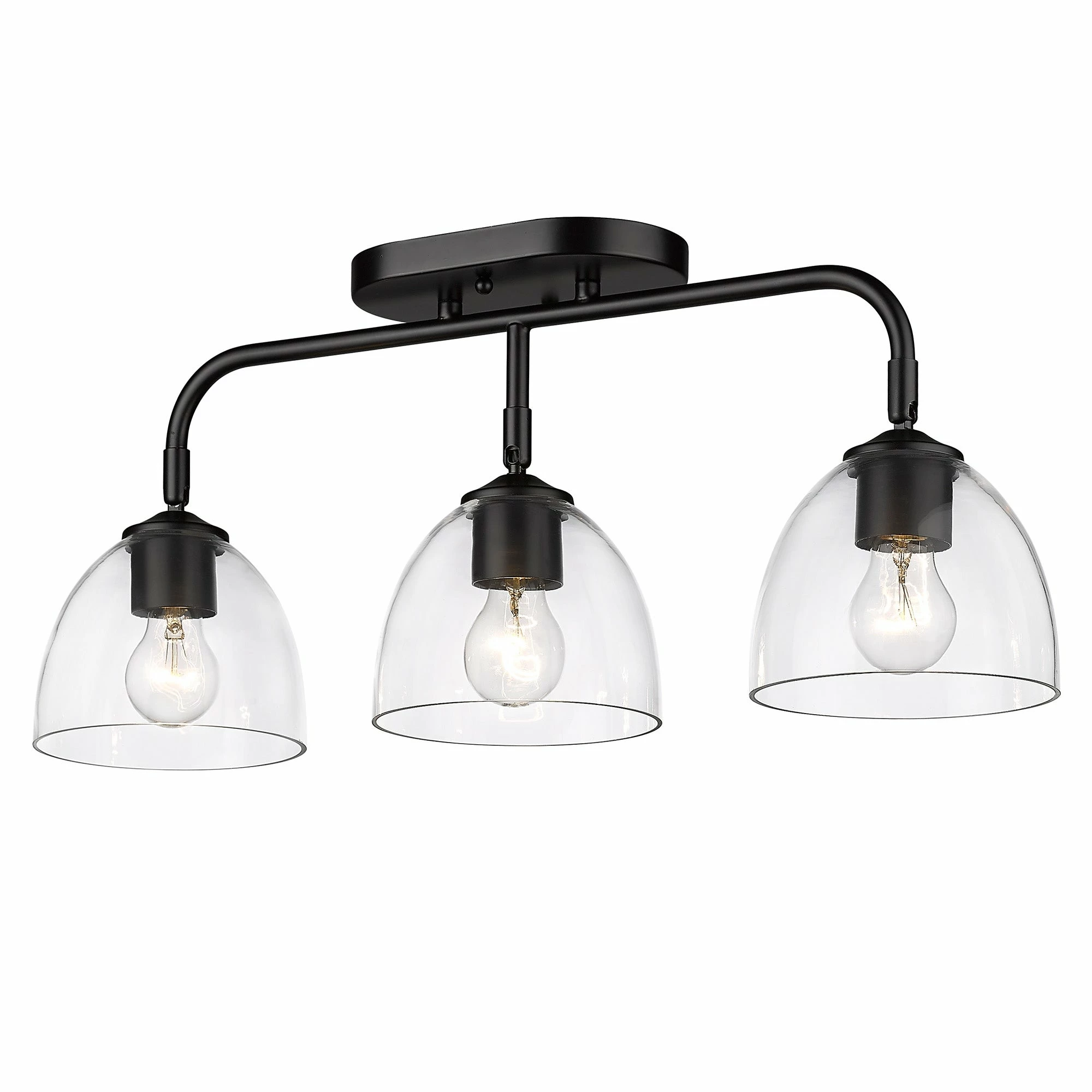 Coupon π Golden Lighting Roxie 3 Light Semi-Flush Matte Black And Bronze With Clear Glass π - Image 4