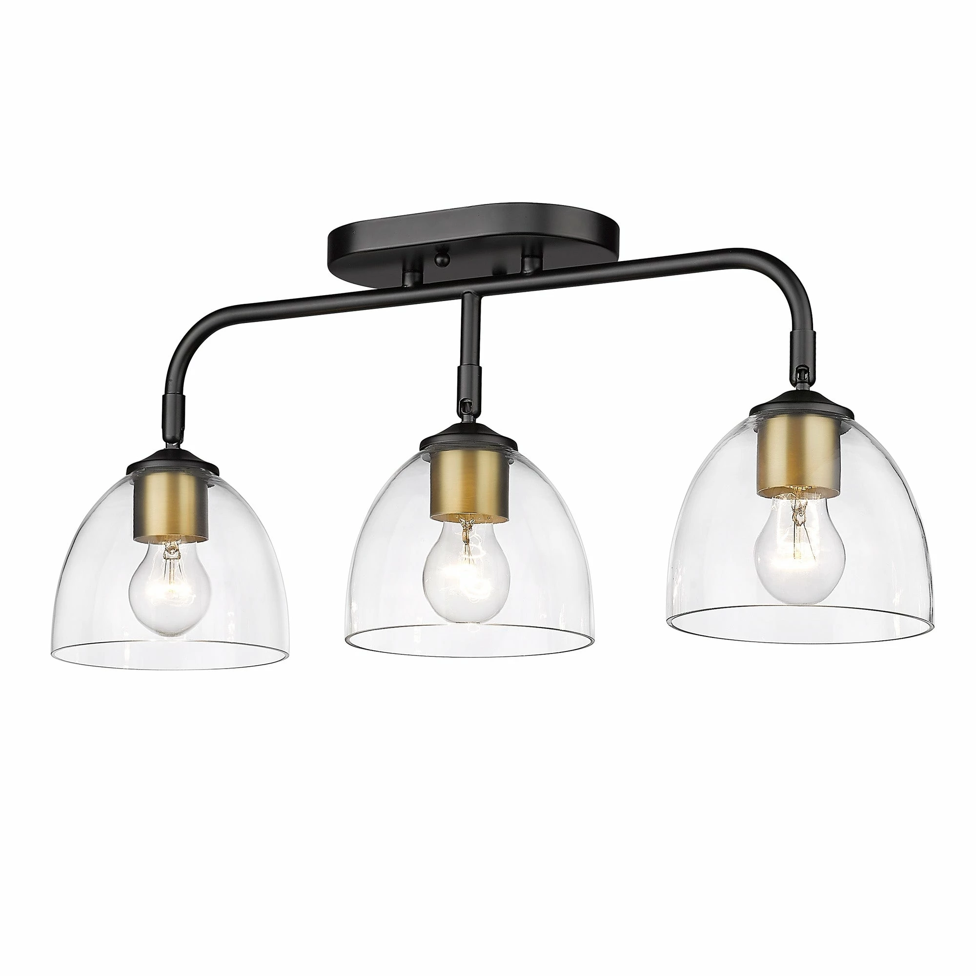 Coupon π Golden Lighting Roxie 3 Light Semi-Flush Matte Black And Bronze With Clear Glass π