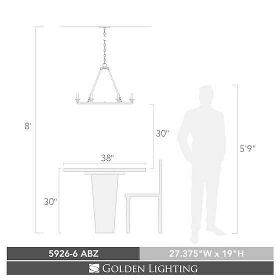 Deals ๐ Golden Lighting Saxon Aged Bronze 6-Light Chandelier ๐ - Image 2